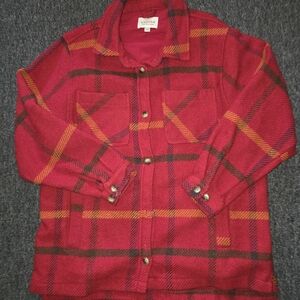 Red Plaid Button-Up Jacket